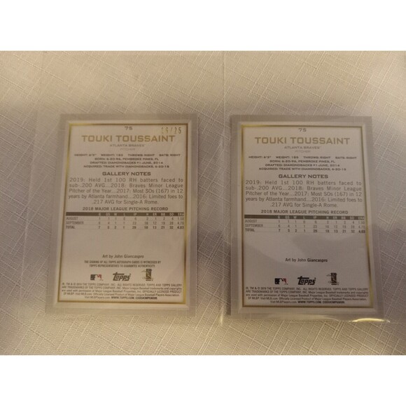 (2) 2019 Topps Gallery #75 Orange Touki Toussaint Rookie Autograph /25 + Regular - Picture 7 of 7